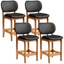 Ver imagem 3 de Kit 04 Banquetas Baixa Bar Cozinha e Sala de Jantar Fixa Betta L02 Imbuia Couríssimo Preto - Lyam