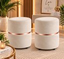 Ver imagem 1 de Kit de Puff Cinta no Meio Rose Gold, Cor Palha Veludo - Let Móveis