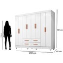 Ver imagem 3 de Guarda Roupa Casal Porto com Cômoda Lite 4 Gavetas 2 Portas Branco Brilho – Móveis Leão