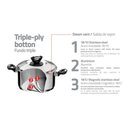 Ver imagem 2 de Caçarola Tramontina Solar Baquelite Rasa em Aço Inox Fundo Triplo com Tampa Alças Baquelite 24 Cm