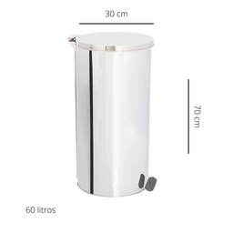 Lixeira em Aço Inox 60l Pedal Redonda - 3