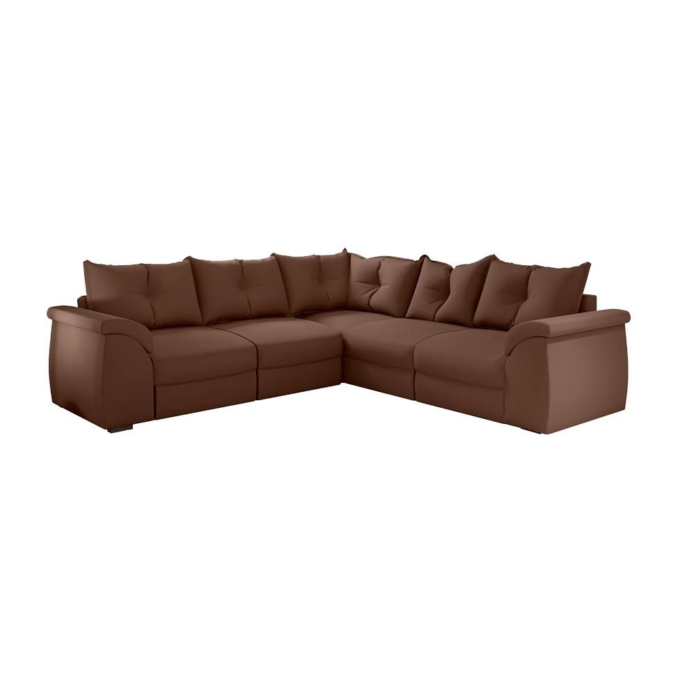 Sofá de Canto 5 Lugares Retrátil Qatar Suede Marrom - 5
