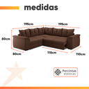 Ver imagem 4 de Sofá de Canto 5 Lugares Retrátil Qatar Suede Marrom