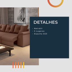 Sofá de Canto 5 Lugares Retrátil Qatar Suede Marrom - 2