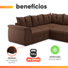 Sofá de Canto 5 Lugares Retrátil Qatar Suede Marrom - 5