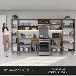 Armário de Cozinha Completa 325cm Rustic/Cinza Emilly Madesa 02 - 6
