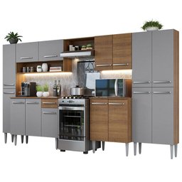 Armário de Cozinha Completa 325cm Rustic/Cinza Emilly Madesa 02 - 3