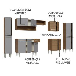 Armário de Cozinha Completa 325cm Rustic/Cinza Emilly Madesa 02 - 5