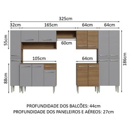 Armário de Cozinha Completa 325cm Rustic/Cinza Emilly Madesa 02 - 4