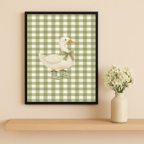 Quadro Infantil Country Patinho 45x34cm Mold Branca Vidro