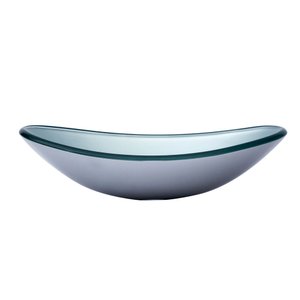 Cuba de Vidro para Banheiros e Lavabos Oval + Válvula Click:prata