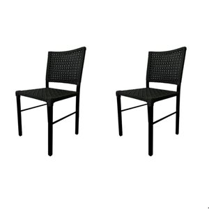 Kit 2 Cadeiras Camila Corda Náutica e Alumínio Preta