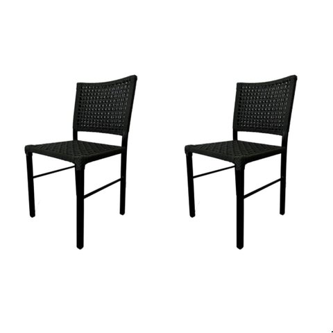 Kit 2 Cadeiras Camila Corda Náutica e Alumínio Preta