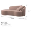 Ver imagem 3 de Divã Recamier Curvo Sala de Estar Recepção Inglaterra 200cm Lado Esquerdo Linho Rosê - Amarena Móvei