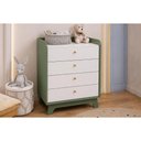 Ver imagem 1 de Cômoda Casal T403 4 Gavetas Branco/Verde Oliva Kappesberg