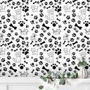Ver imagem 2 de Papel de Parede Animal Pegadas e Ossinhos Pretos Gh Papel de Parede 2,5m