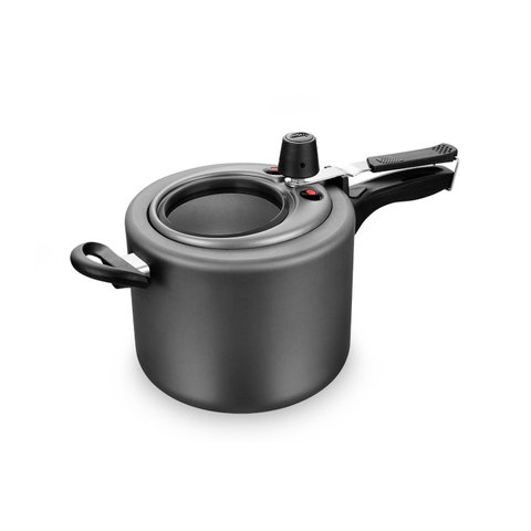 Panela de Pressão com Visor de Vidro Fechamento Interno 4,5l Grafite Mta