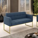 Ver imagem 5 de Sofá Namoradeira Elisa Suede Base Metálica Industrial Dourado - D\'rossi Cor Azul Marinho