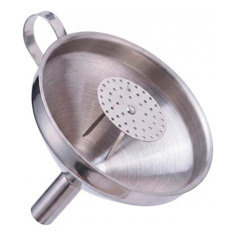 Funil para Oleo Cozinha em Aco Inox com Filtro e Cabo