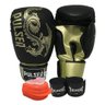 kit unissex Boxe / Muay Thai / Kickboxing - luva 10 oz preta dragão dourado + bandagem + protetor - 1