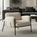 Ver imagem 3 de Poltrona Cadeira Decorativa Versátil Serrana-Zahav Estofados:Bouclé Off White Courino Sintéttico