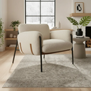 Ver imagem 2 de Poltrona Cadeira Decorativa Versátil Serrana-Zahav Estofados:Bouclé Off White Courino Sintéttico