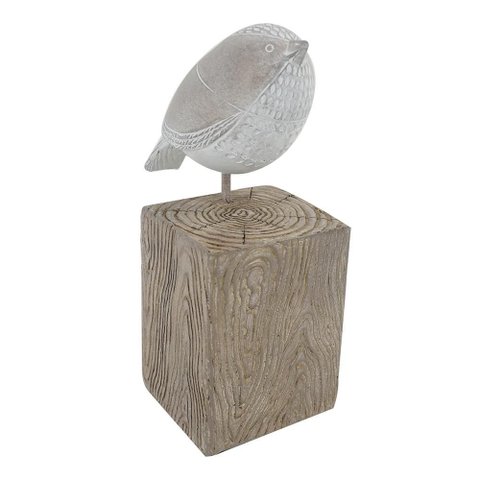 Passaro Decorativo em Resina Branco 11,5cm X 8,5cm X 21,5cm