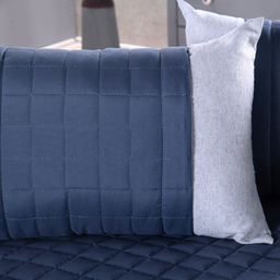 Peseira de Cama Queen - Kit 5 Pçs com Almofadas Cheias: Azul - 2