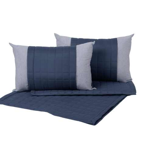 Peseira de Cama Queen - Kit 5 Pçs com Almofadas Cheias: Azul