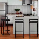 Ver imagem 2 de Kit 3 Banquetas Altas Industriais em Aço Dori Preto Assento Suede Preto