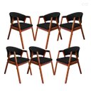 Ver imagem 1 de Kit 6 Cadeira Poltrona para Sala de Jantar Ravena em Madeira Castanho Suede Preto Ccs