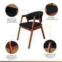 Ver imagem 4 de Kit 6 Cadeira Poltrona para Sala de Jantar Ravena em Madeira Castanho Suede Preto Ccs