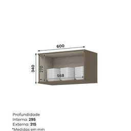 Armário Aéreo de Cozinha 1 Porta Basculante 60cm Connect Cinza - 5 Armário Aéreo de Cozinha 1 Porta Basculante 60cm Connect Cinza - 5