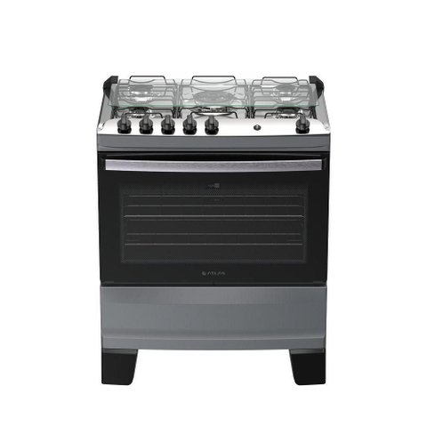 Fogão 5 Bocas Atlas Agile Up Automático Mesa Inox Titanium Bivolt