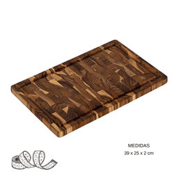 Tábua de Churrasco e Corte Multiuso Supreme Madeira Teca Invertida Slim 39 X 25 X 2 Cm - 4