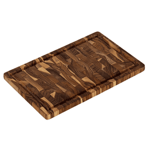 Tábua de Churrasco e Corte Multiuso Supreme Madeira Teca Invertida Slim 39 X 25 X 2 Cm