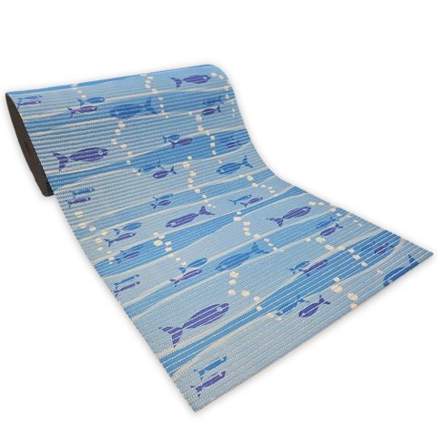 Tapete Passadeira Capacho Emborrachada Antiderrap. 0,65x1,00 Peixe Azul