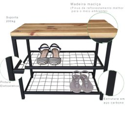 Sapateira Banco Strassis Design Sd-5001-60 Preto - 3