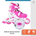 Ver imagem 4 de Patins Infantil Roller In Line 4 Rodas 31 Ao 34 Menino Menina Ajustável Abec-7 com Kit de Proteção F