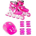Ver imagem 1 de Patins Infantil Roller In Line 4 Rodas 31 Ao 34 Menino Menina Ajustável Abec-7 com Kit de Proteção F