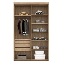 Guarda Roupa Solteiro 2 Portas de Correr MDF 138 cm Lotus Belmax:Carvalho/Off White - 3