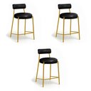Ver imagem 2 de Banqueta Cozinha Média com Encosto Kit 3 Industrial Dourado Londres PU Facto D03 - D'Rossi