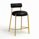 Ver imagem 4 de Banqueta Cozinha Média com Encosto Kit 3 Industrial Dourado Londres PU Facto D03 - D'Rossi