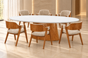 Ver imagem 1 de Sala de Jantar Mesa Oval 2,20 e 6 Cadeiras Malva- Imperial:Linho Bege