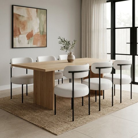 Cadeira Sala de Jantar Margara Kit 6 Base em Aço Preto PU D03 - D'Rossi