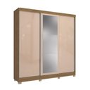 Ver imagem 3 de Guarda-roupa Casal Kappesberg 3 Portas Reversíveis de Correr 3 Espelhos 2 Gavetas Nogueira/macadâ