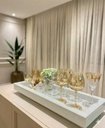 Ver imagem 2 de Bandeja Vidro Branco Decoração 50x30 para Sala Taças Bar