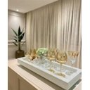 Ver imagem 2 de Bandeja Branca Vidro Luxo Decoração Cozinha Sala Bar 50x25