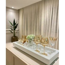 Bandeja Branca Vidro Luxo Decoração Cozinha Sala Bar 50x25 - 2 Bandeja Branca Vidro Luxo Decoração Cozinha Sala Bar 50x25 - 2