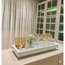 Ver imagem 1 de Bandeja Branca Vidro Luxo Decoração Cozinha Sala Bar 50x25